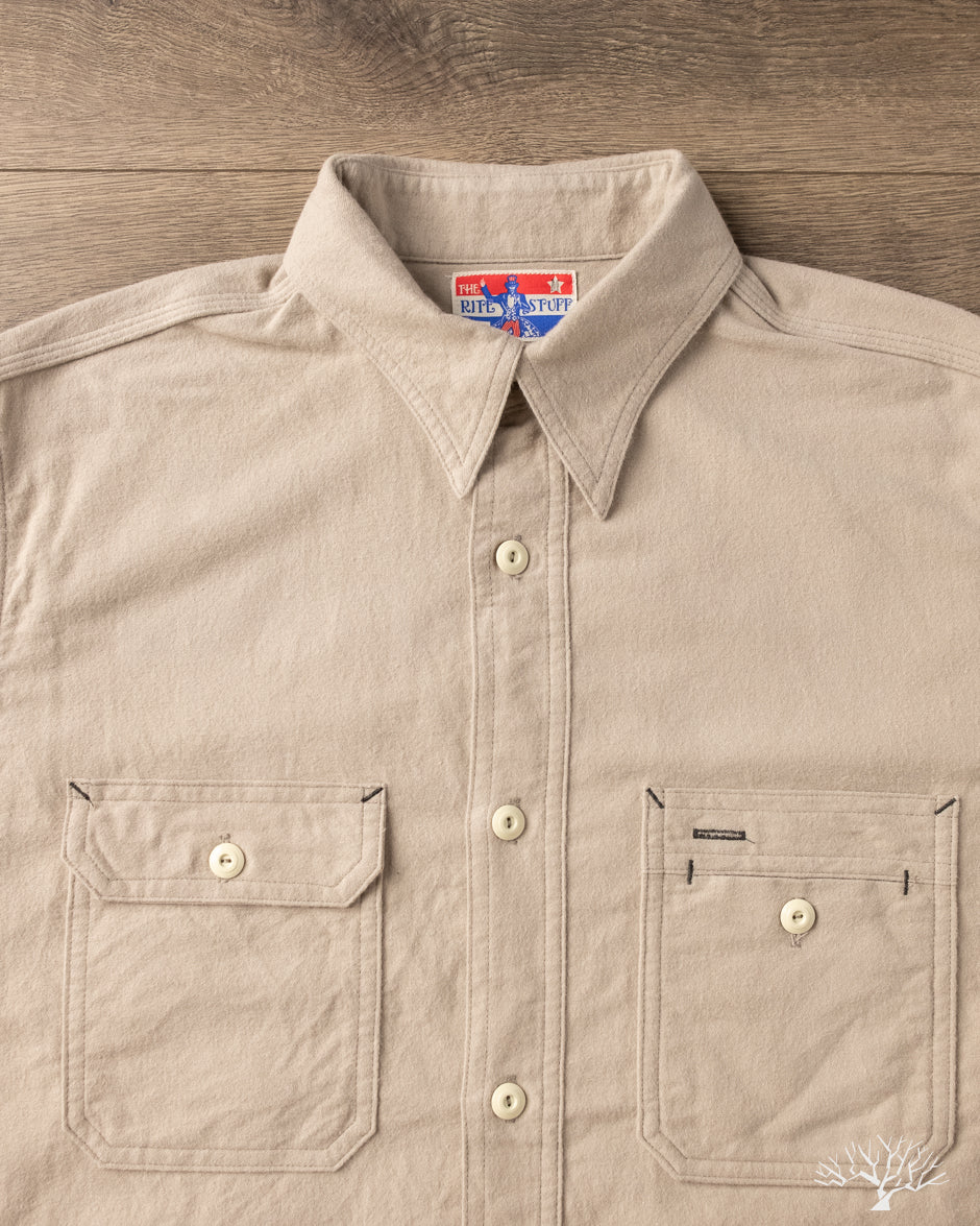 Rite Stuff Uncle Sam Brushed Chamois Flannel Work Shirt - Sand Grey