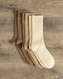 RoToTo Cotton/Wool 3-Pack Socks - Beige Tones
