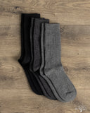 RoToTo Cotton/Wool 3-Pack Socks - Black Tones