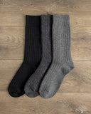 RoToTo Cotton/Wool 3-Pack Socks - Black Tones