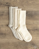 RoToTo Cotton/Wool 3-Pack Socks - Ivory Tones