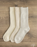 RoToTo Cotton/Wool 3-Pack Socks - Ivory Tones