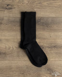 RoToTo Cotton Wool Ribbed Crew Socks - Black
