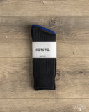 RoToTo Cotton Wool Ribbed Crew Socks - Black
