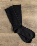 RoToTo Cotton Wool Ribbed Crew Socks - Black