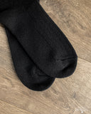 RoToTo Cotton Wool Ribbed Crew Socks - Black