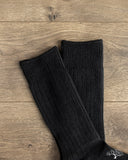 RoToTo Cotton Wool Ribbed Crew Socks - Black