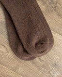 RoToTo Cotton Wool Ribbed Crew Socks - Dark Brown