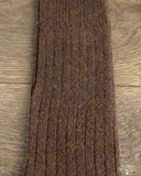 RoToTo Cotton Wool Ribbed Crew Socks - Dark Brown