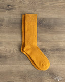 RoToTo Cotton Wool Ribbed Crew Socks - Gold