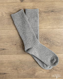 RoToTo Cotton Wool Ribbed Crew Socks - Gray