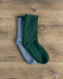RoToTo Double-Faced Cozy Sleeping Socks - Light Blue/Green