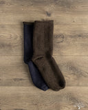 RoToTo Double-Faced Cozy Sleeping Socks - Navy/Brown