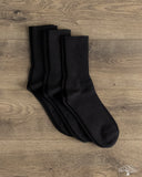 RoToTo Organic Daily 3-Pack Ribbed Crew Socks - Black