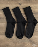 RoToTo Organic Daily 3-Pack Ribbed Crew Socks - Black