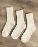 RoToTo Organic Daily 3-Pack Ribbed Crew Socks - Ivory
