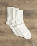 RoToTo Organic Daily 3-Pack Ribbed Crew Socks - White