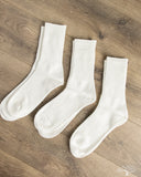 RoToTo Organic Daily 3-Pack Ribbed Crew Socks - White