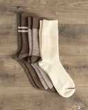RoToTo Recycled Cotton 3-Pack Waffle Socks - Brown