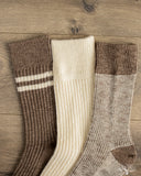 RoToTo Recycled Cotton 3-Pack Waffle Socks - Brown