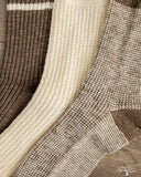 RoToTo Recycled Cotton 3-Pack Waffle Socks - Brown