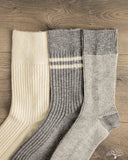 RoToTo Recycled Cotton 3-Pack Waffle Socks - Gray