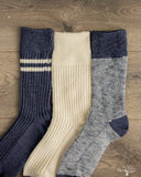 RoToTo Recycled Cotton 3-Pack Waffle Socks - Navy