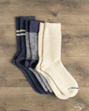 RoToTo Recycled Cotton 3-Pack Waffle Socks - Navy
