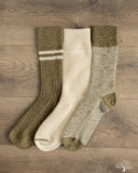 RoToTo Recycled Cotton 3-Pack Waffle Socks - Olive