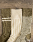 RoToTo Recycled Cotton 3-Pack Waffle Socks - Olive