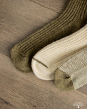 RoToTo Recycled Cotton 3-Pack Waffle Socks - Olive