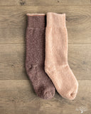 RoToTo Reversible Terry Socks - Dark Brown/Pink