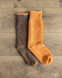 RoToTo Reversible Terry Socks - Faded Black/Light Orange