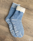 RoToTo Shaggy Pile Double-Faced Room Socks - Dark Blue