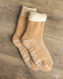 RoToTo Shaggy Pile Double-Faced Room Socks - Tan