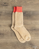 RoToTo Silk/Cotton Double Face Crew Socks - Bittersweet/Beige