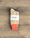 RoToTo Silk/Cotton Double Face Crew Socks - Bittersweet/Beige