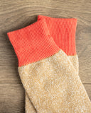 RoToTo Silk/Cotton Double Face Crew Socks - Bittersweet/Beige