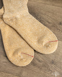 RoToTo Silk/Cotton Double Face Crew Socks - Dark Green/Beige