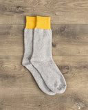 RoToTo Silk/Cotton Double Face Crew Socks - Dark Yellow/Gray