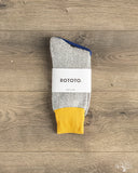 RoToTo Silk/Cotton Double Face Crew Socks - Dark Yellow/Gray
