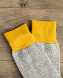RoToTo Silk/Cotton Double Face Crew Socks - Dark Yellow/Gray