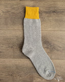 RoToTo Silk/Cotton Double Face Crew Socks - Dark Yellow/Gray