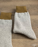 RoToTo Silk/Cotton Double Face Crew Socks - Olive/Gray