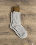 RoToTo Silk/Cotton Double Face Crew Socks - Olive/Gray