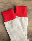 RoToTo Silk/Cotton Double Face Crew Socks - Red/Light Gray
