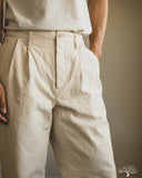 Seuvas - 10oz Canvas 2-Tuck Trousers (Long) - Natural