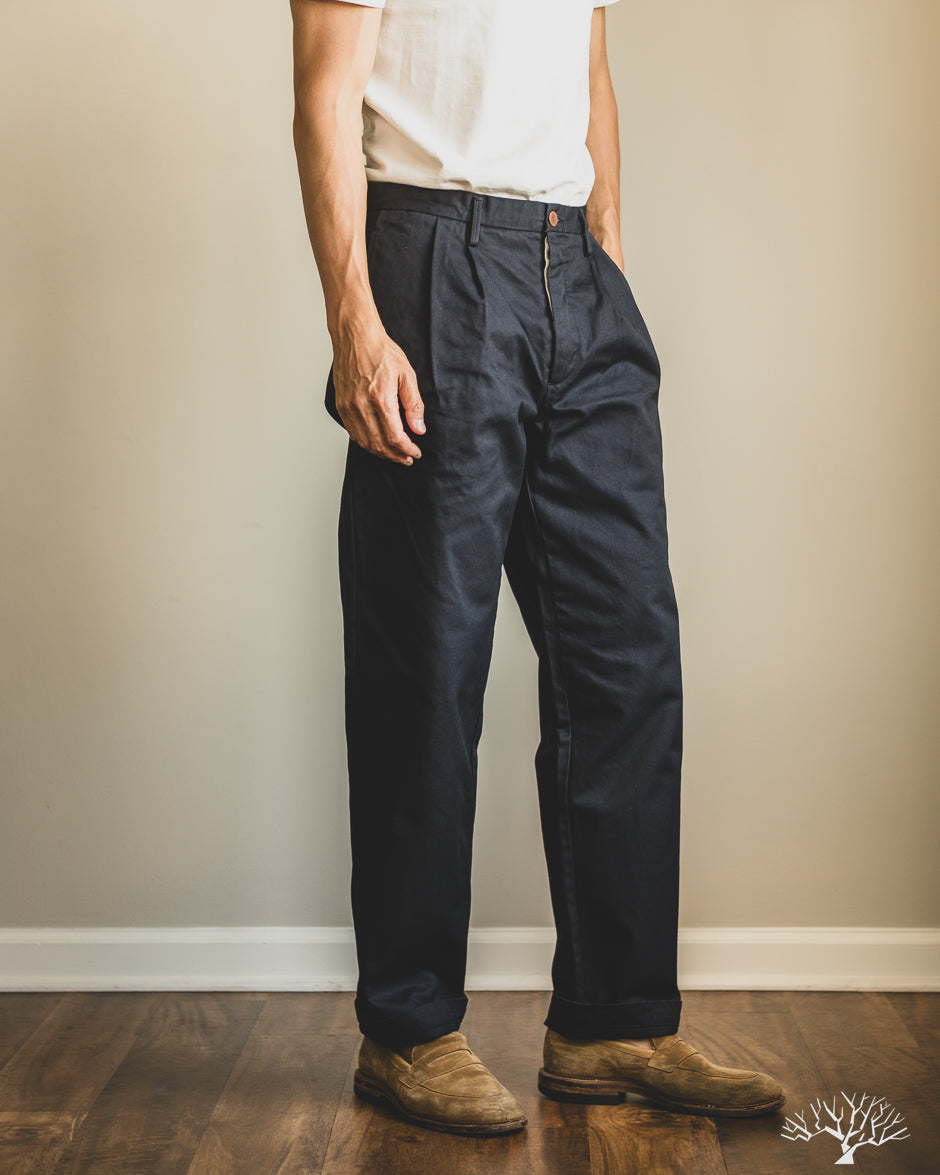 Seuvas - Chino 2-Tuck Trousers - Navy – Withered Fig