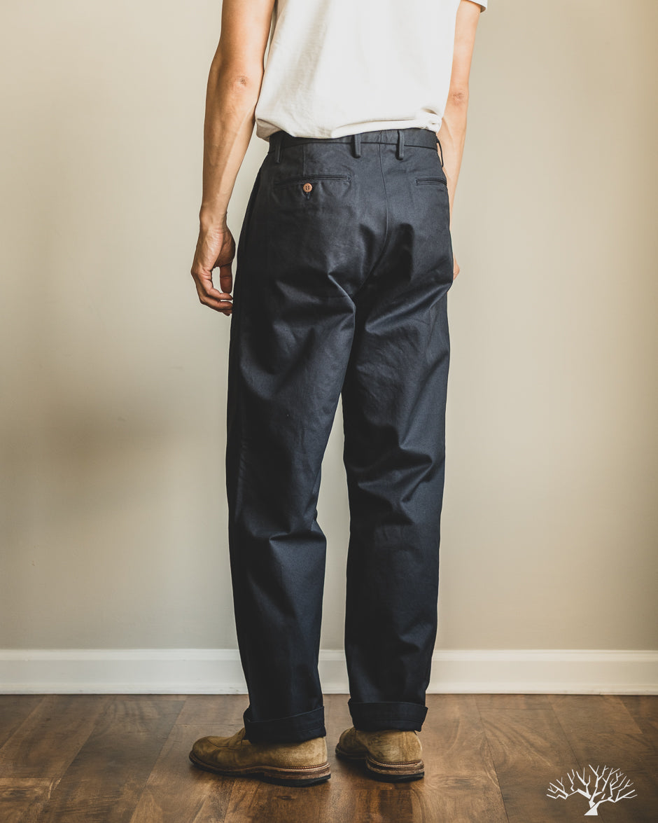 Seuvas - Chino 2-Tuck Trousers - Navy – Withered Fig