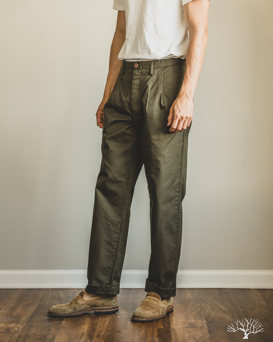 Seuvas - Chino 2-Tuck Trousers - Olive – Withered Fig